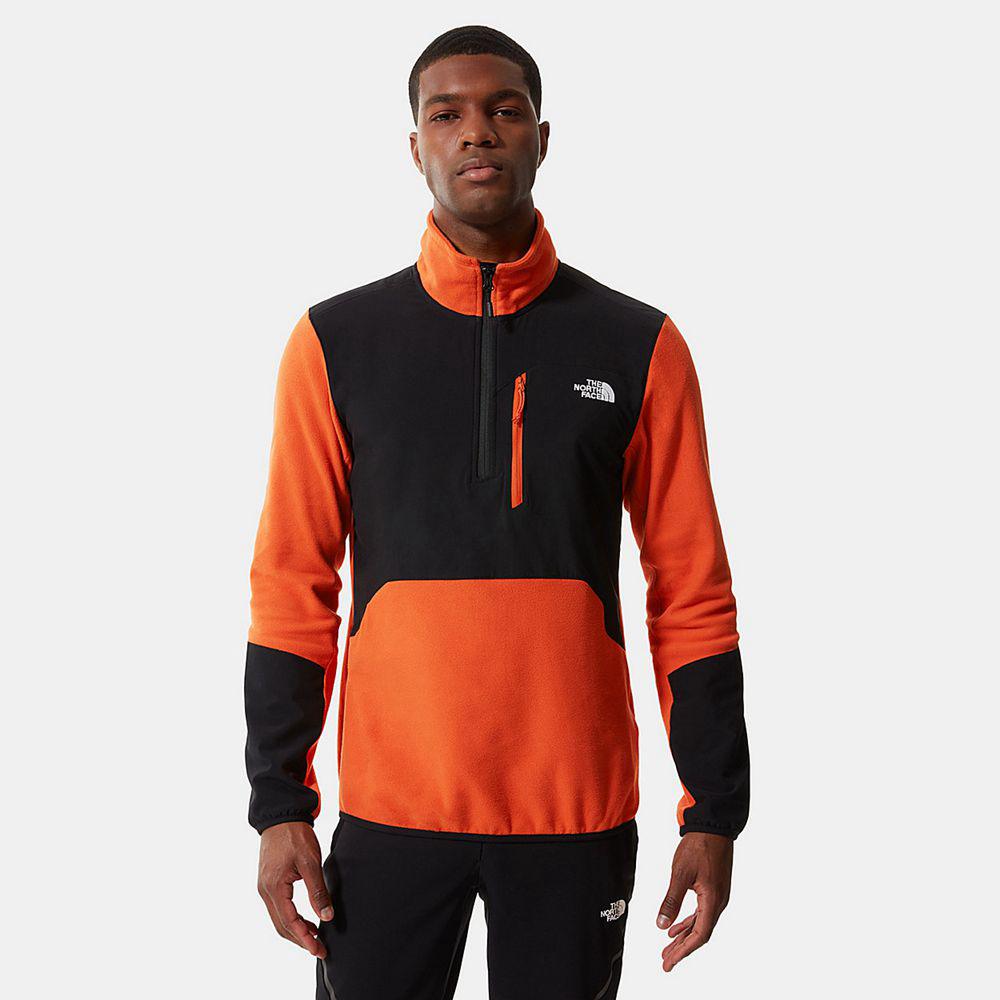 The North Face Glacier Pro Quarter-Zip Ανδρικα Μπουφάν Fleece - Πορτοκαλι / Μαυρα (AKEI62859)